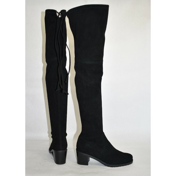 $800 STUART WEITZMAN Urban Over the Knee Boot BLACK BLOCK SUEDE 7.5 (PA28) - Picture 7 of 9